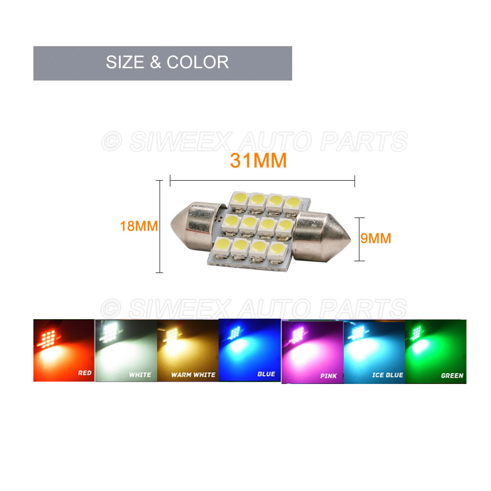 31mm 3528 1210 SMD 12 LED Auto - Actinic Blue Led recensione e prezzo