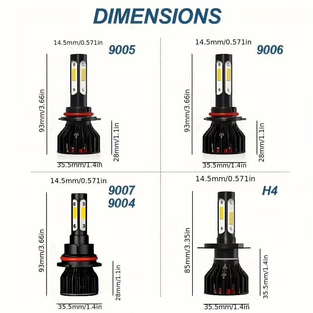 2 pezzi nuovi 4 lati 9005/HB3  - Actinic Blue Led recensione e prezzo